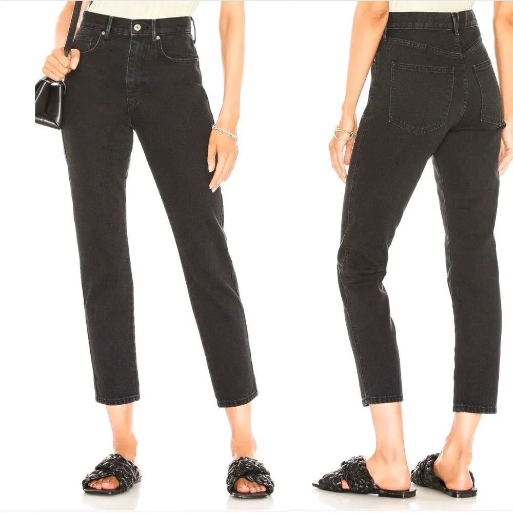 Free People We The Free Stove Pipe High Waist Washed Black Denim Jeans 29